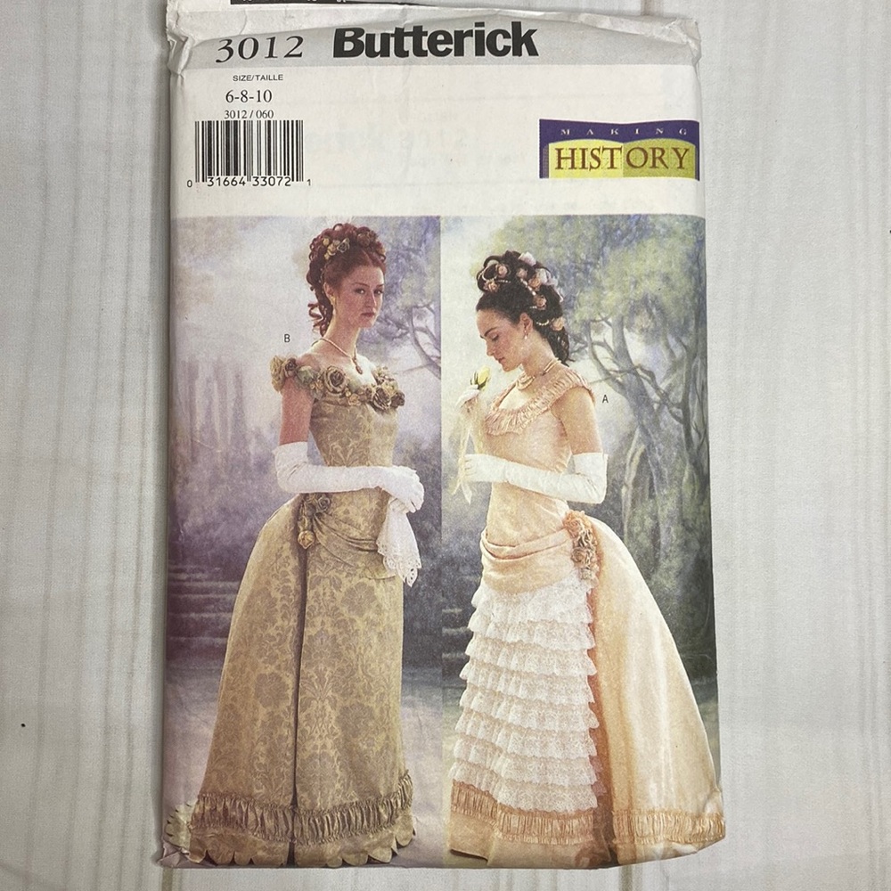 🆕 Butterick 3012 Making History Victorian Style gown pattern size 6-8-10 Uncut
